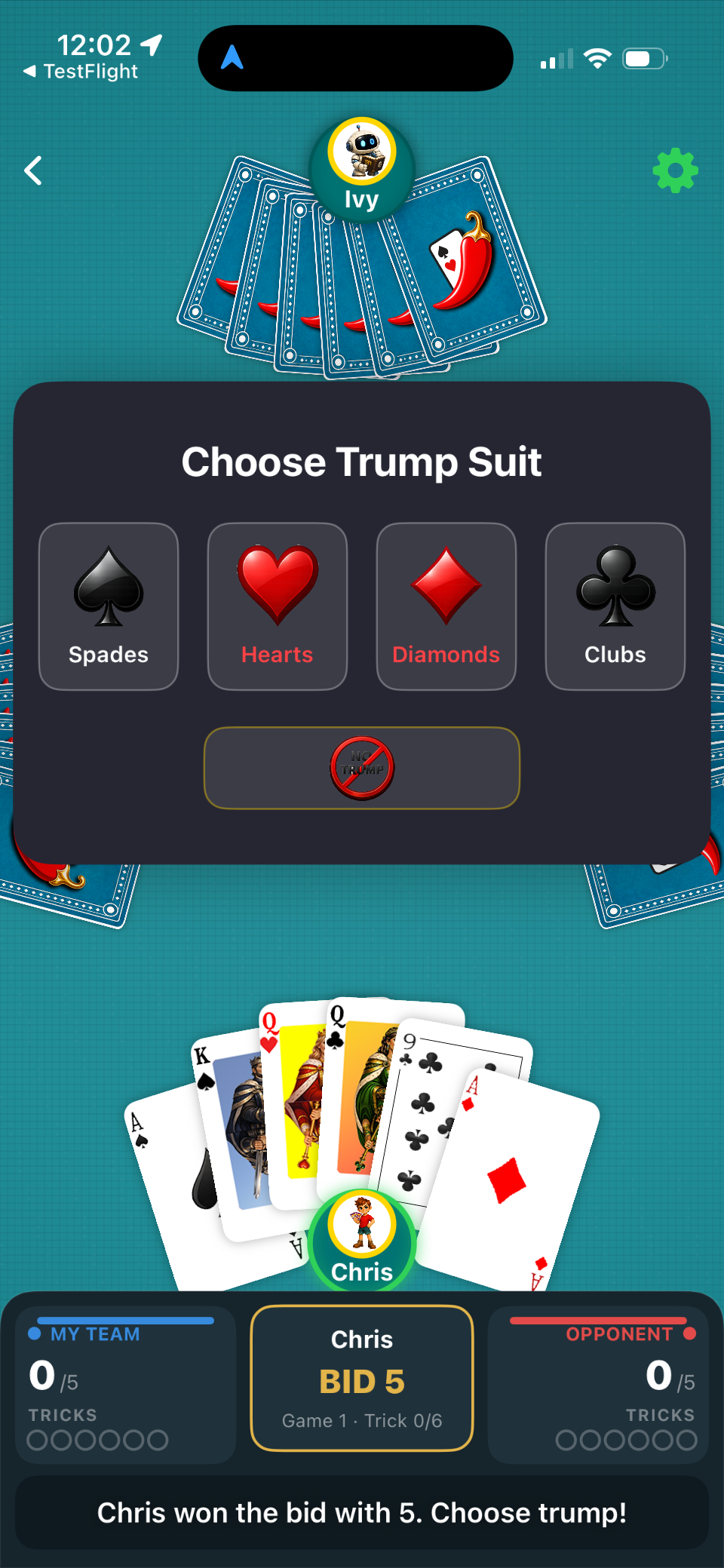 Choosing the trump suit in Pepper